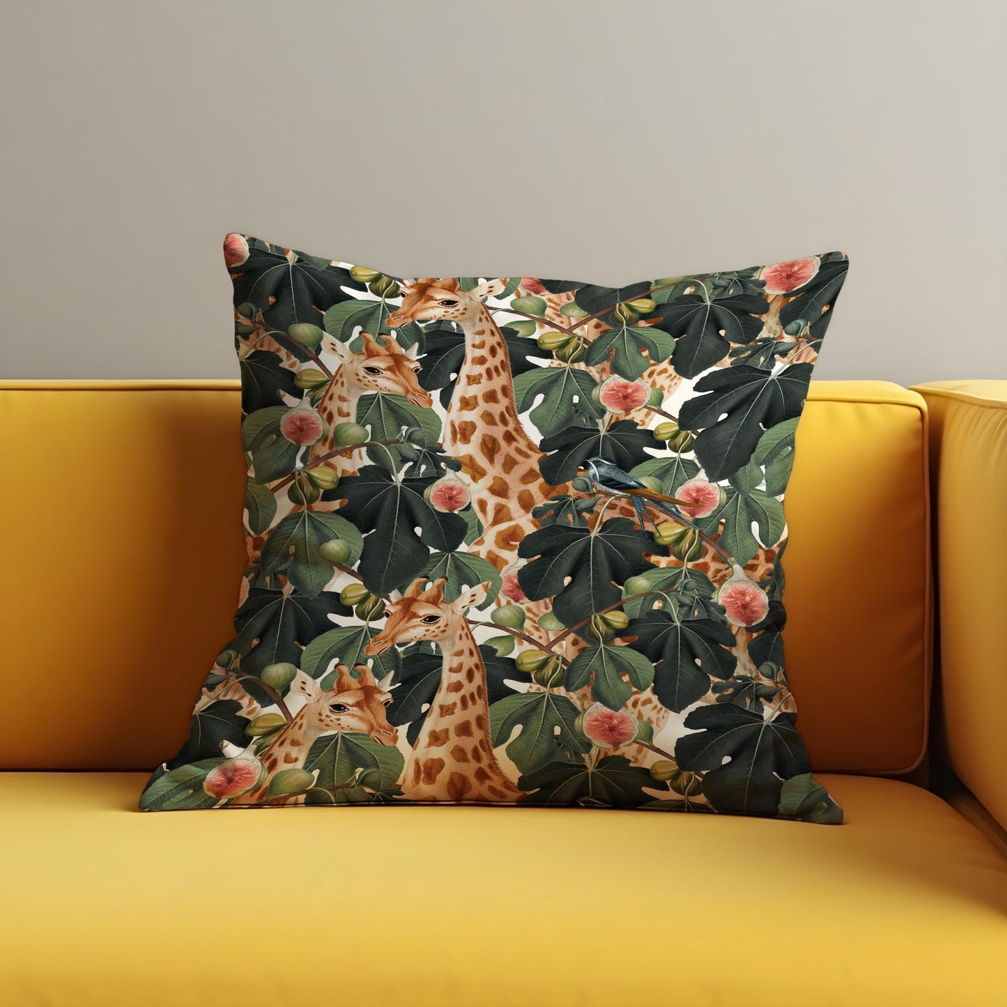 Giraffe Jungle Cushion Cover, Safari Animal Pillow Case
