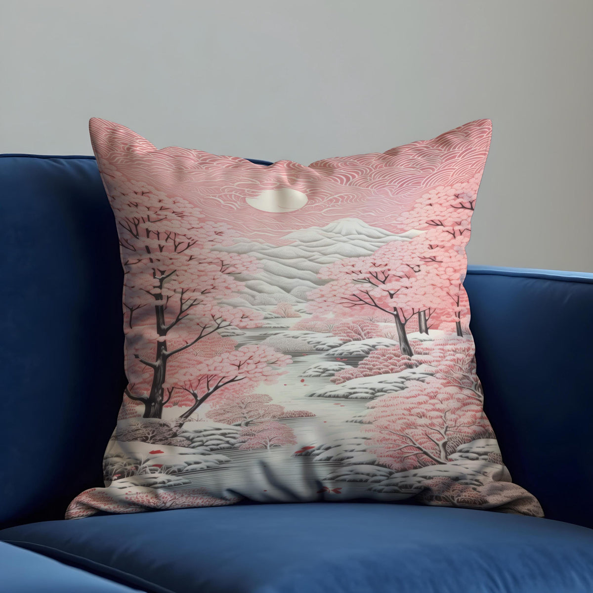 Cherry Blossom Cushion Cover, Japanese Throw Pillow Case