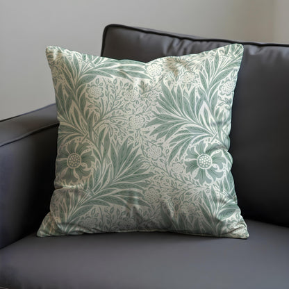 Sage Green Floral Cushion Cover, Farmhouse Botanical Throw Pillow Case