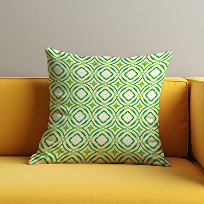 Green Geometric Cushion Cover, Modern Retro Throw Pillow Cover