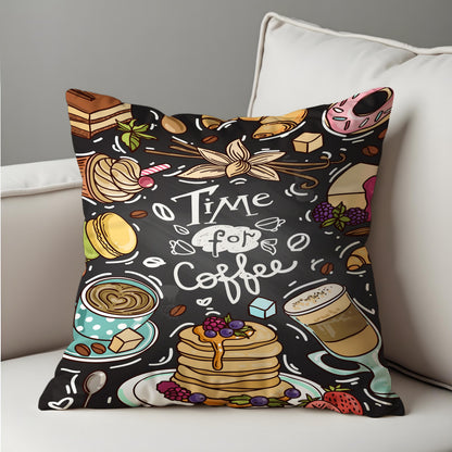 Coffee Throw Pillow Cover, Cafe Style Sweets Cushion Case