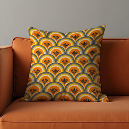 Retro Geometric Cushion Cover, Art Deco Throw Pillow Cover