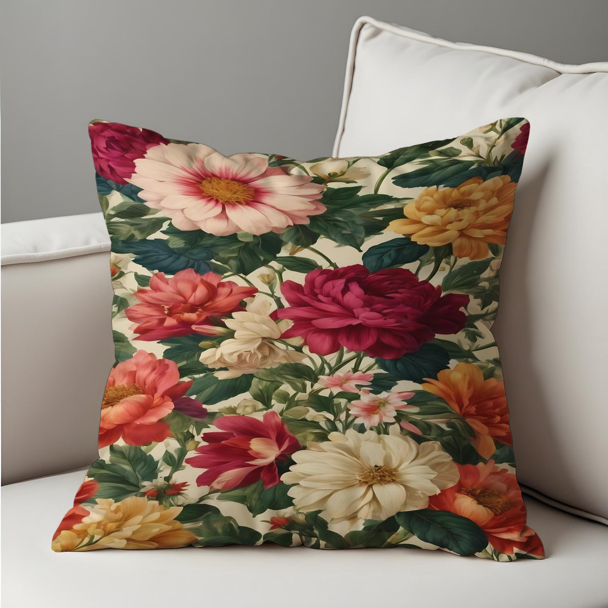 Classsic Floral Cushion Cover, Botanical Flower Throw Pillow Case