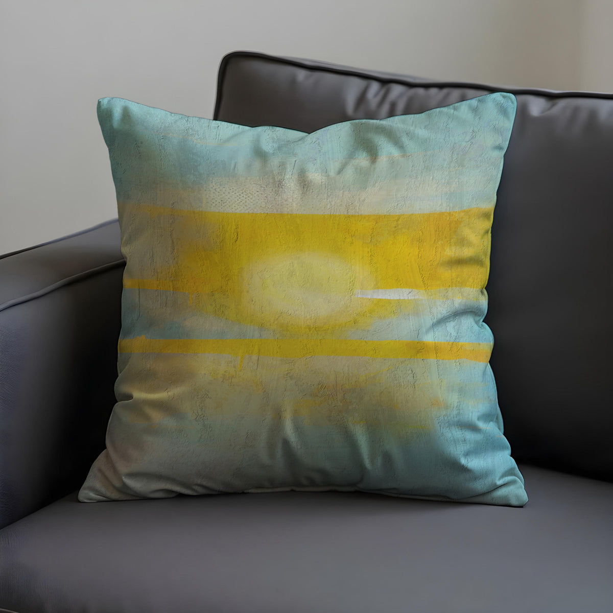 Sunset Abstract Cushion Cover, Yellow Blue Throw Pillow Case