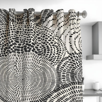 Black and White Circle Curtains, Monochrome Abstract Drapes