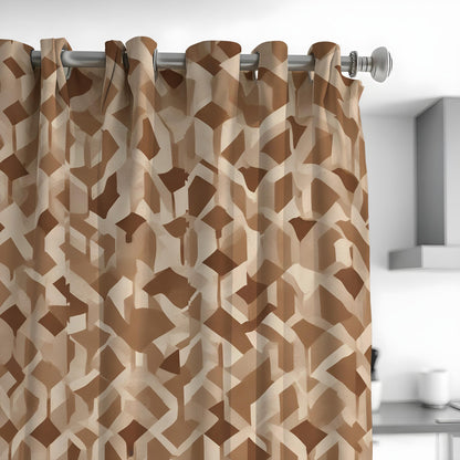 Brown Geometric Curtains, Modern Pattern Custom Drapes