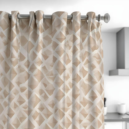 Beige Wavy Geometric Curtains, Neutral Modern Drapes