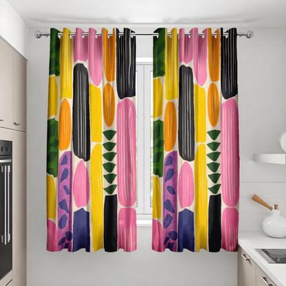 Bold Abstract Geometric Curtains, Mid Century Modern Drapes
