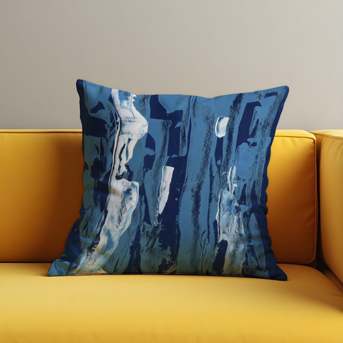 Blue Marble Effect Cushion Cover, Abstract Pillow Case