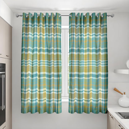 Green Plaid Check Curtains, Farmhouse Style Window Drapes