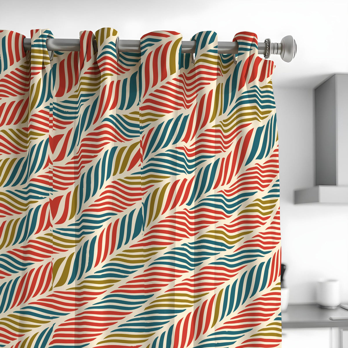 Colorful Retro Stripe Curtains, Multicolor Custom Drapes