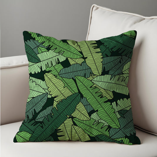 Tropical Banana Leaf Cushion Cover, Bold Green Jungle Pillow Cover