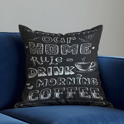 Coffee Quote Cushion Cover, Chalkboard Throw Pillow Case
