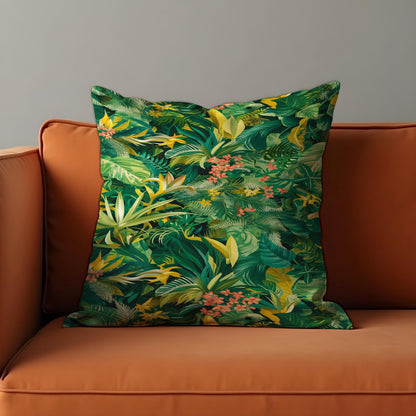 Green Jungle Leaf Cushion Cover, Tropical Pillow Case