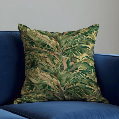 Palm Leaf Cushion Cover, Green Botanical Pillow Case