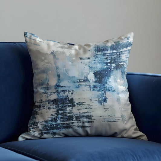 Abstract Blue Cushion Cover, Textured Throw Pillow Case