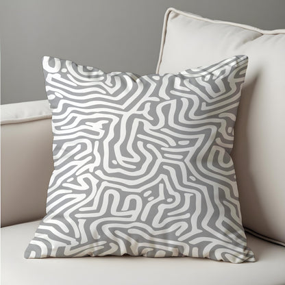 Modern Abstract Cushion Cover, Grey and White Geometric Pillow Cover