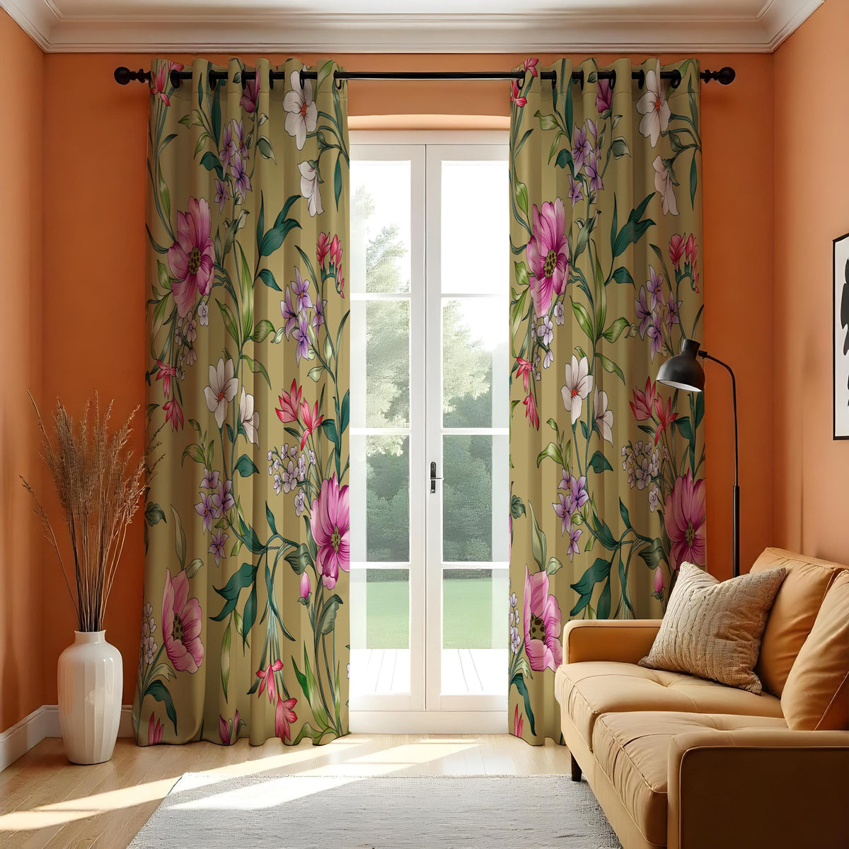 Pink & Purple Floral Curtains, Made to Measure Garden Drapes