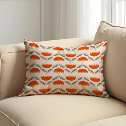 Retro Tulip Flower Cushion Cover, Scandinavian Floral Pillow Cover