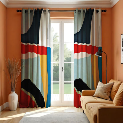 Modern Color Block Curtains, Bold Geometric Window Drapes