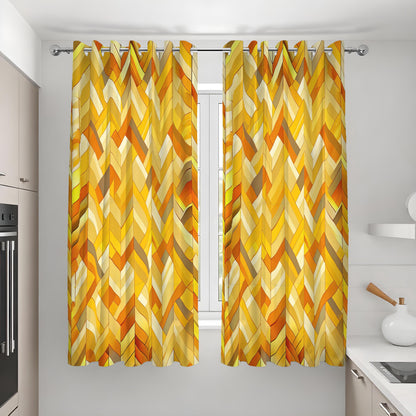 Yellow Orange Chevron Curtains, Retro Geometric Drapes