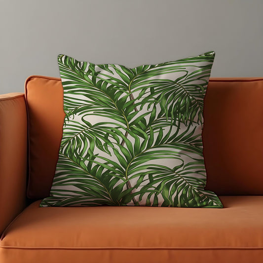 Green Palm Leaf Cushion Cover, Tropical Pillow Case