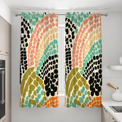 Colorful Retro Dot Curtains, Abstract Geometric Drapes