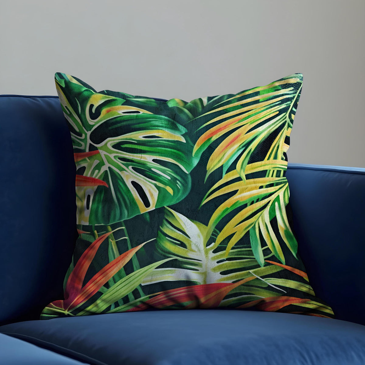 Jungle Monstera Cushion Cover, Tropical Pillow Case