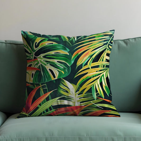 Jungle Monstera Cushion Cover, Tropical Pillow Case