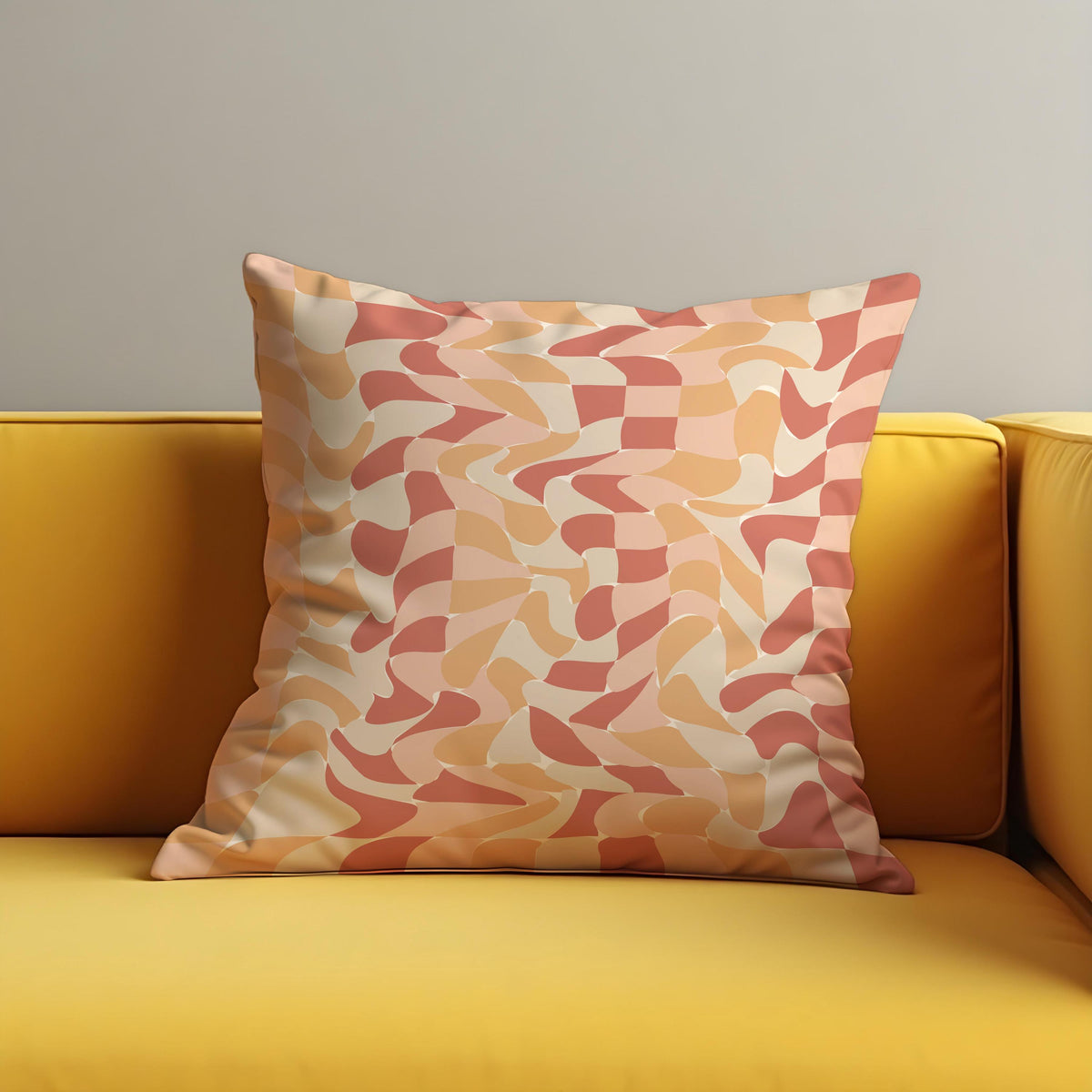 Peach Wave Cushion Cover, Retro Throw Pillow Case