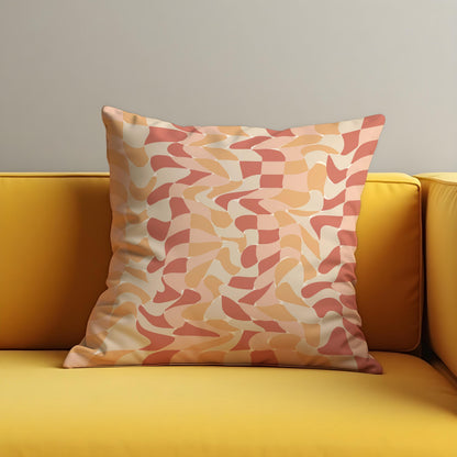 Peach Wave Cushion Cover, Retro Throw Pillow Case