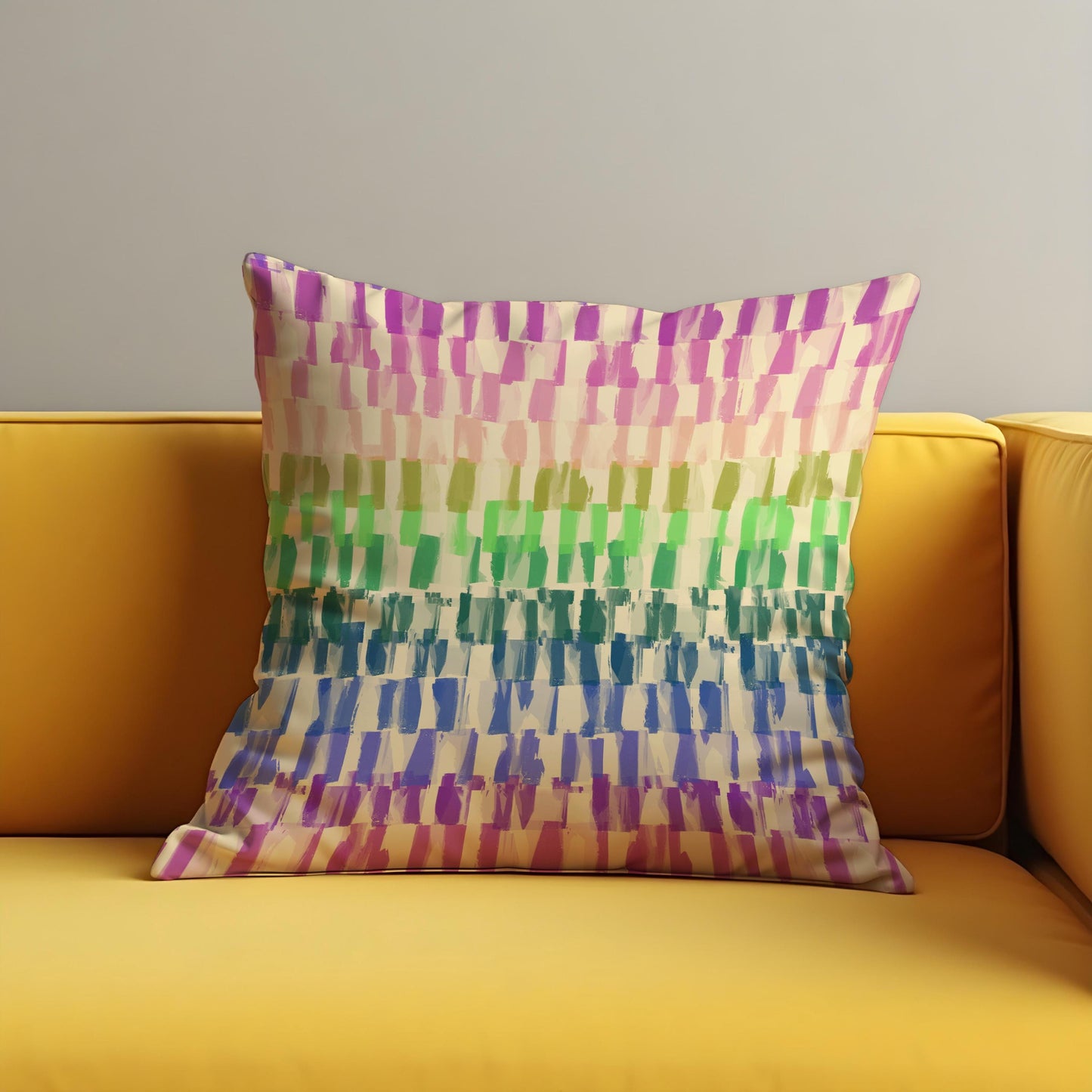 Rainbow Brushstroke Cushion Cover, Colorful Abstract Throw Pillow Case