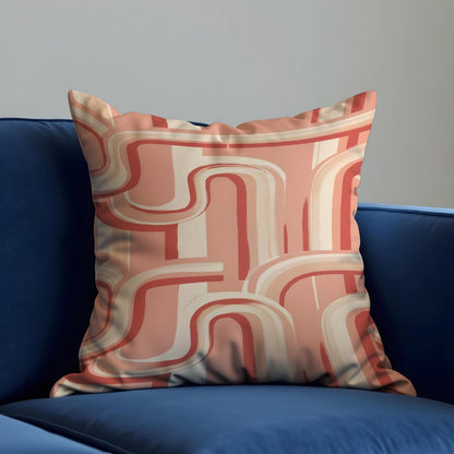 Retro Pink Cushion Cover, 70s Stripe Throw Pillow Case