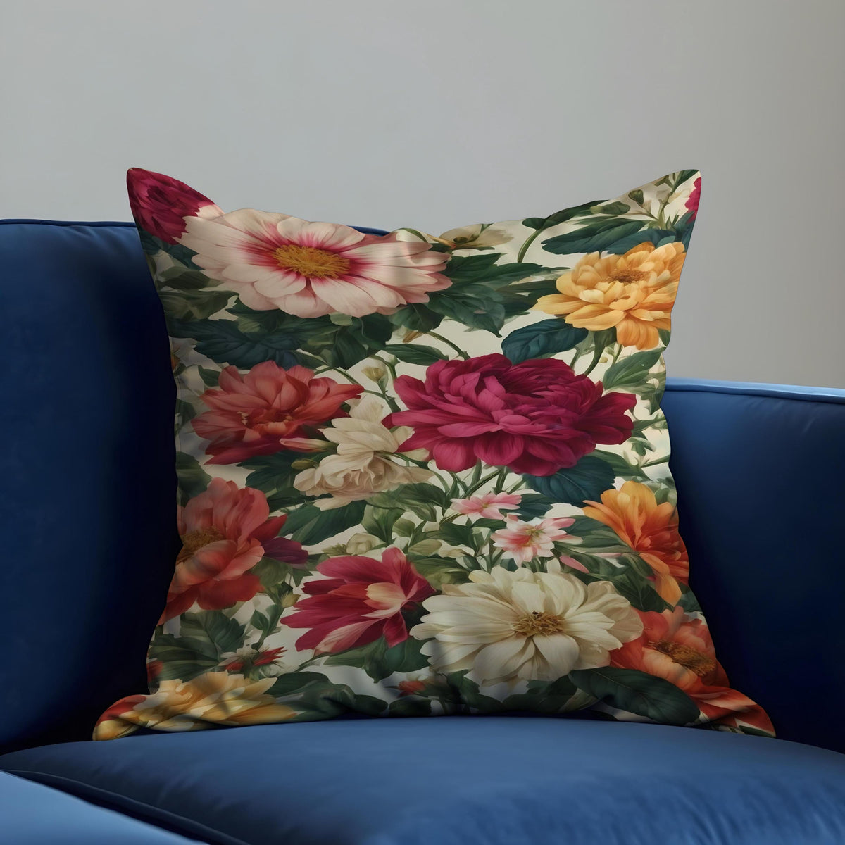 Classsic Floral Cushion Cover, Botanical Flower Throw Pillow Case