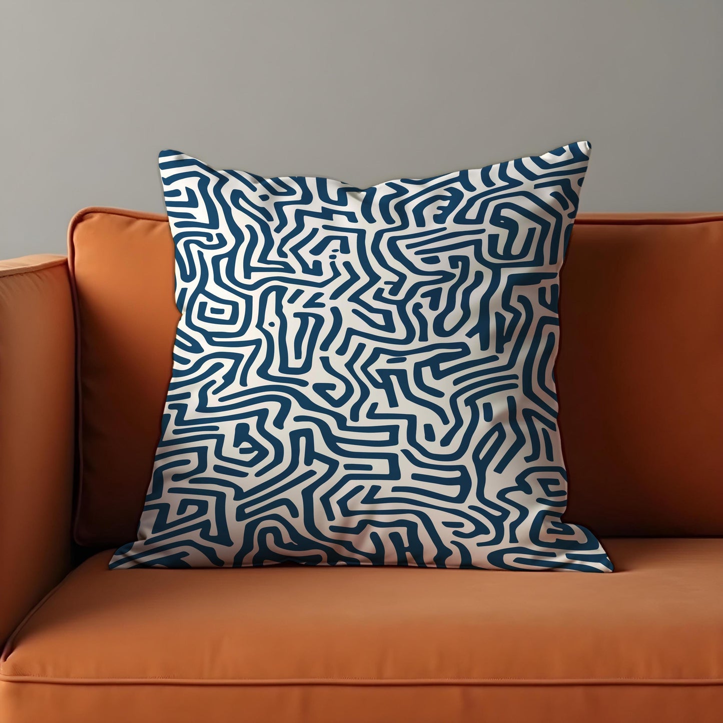 Modern Line Art Maze Pattern Cushion Cover, Abstract Pillow Cover