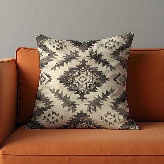 Neutral Aztec Cushion Cover, Beige Tribal Pillow Case