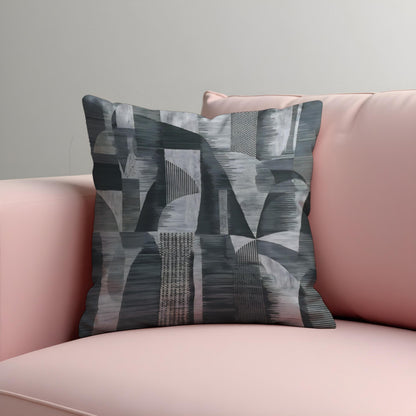 Grey Abstract Cushion Cover, Modern Geometric Throw Pillow Case