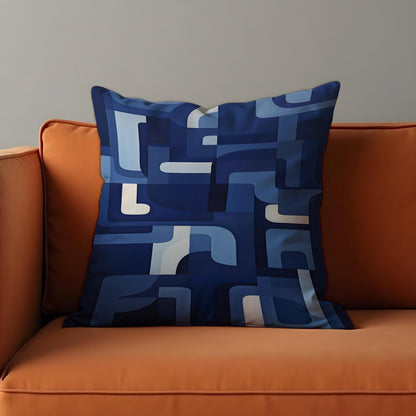 Blue Geometric Cushion Cover, Mid Century Pillow Case