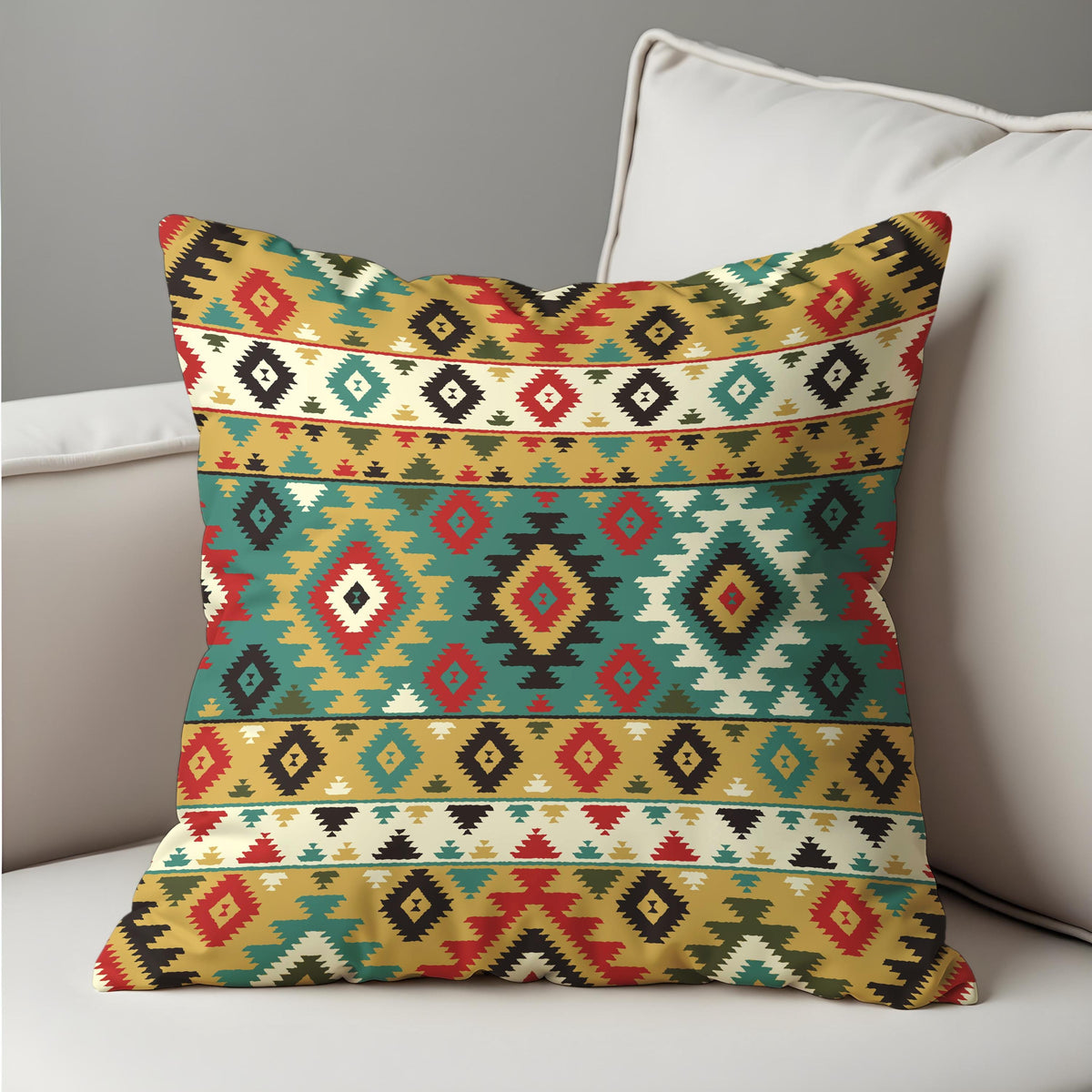 Boho Southwestern Throw Pillow Cover, Geometric Cushion