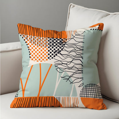 Abstract Modern Cushion Cover, Geometric Lines and Dots Pillow Case