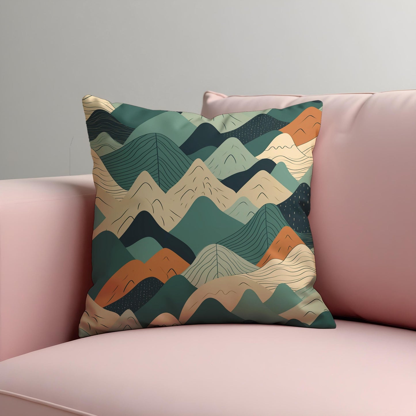Abstract Mountain Cushion Cover, Geometric Landscape Pillow Case