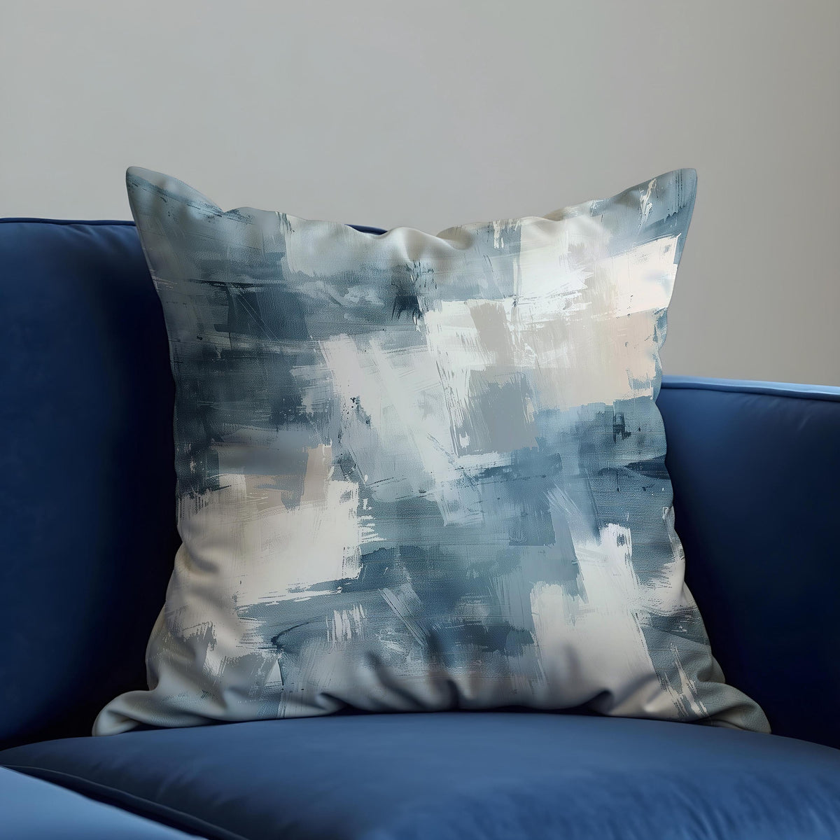 Abstract Blue Cushion Cover, Modern Painterly Throw Pillow Case