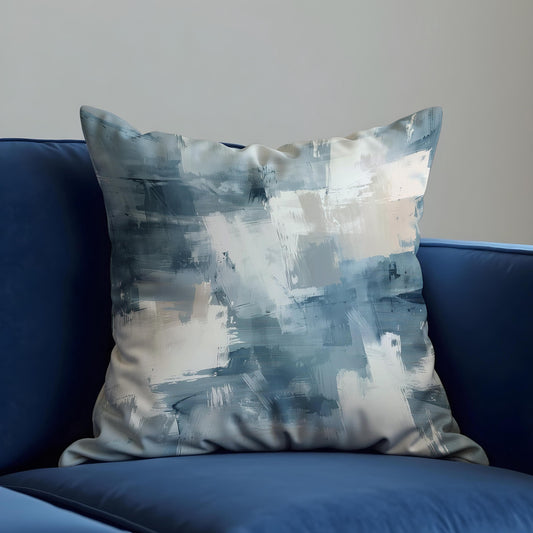 Abstract Blue Cushion Cover, Modern Painterly Throw Pillow Case