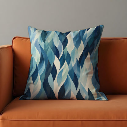 Blue Leaf Cushion Cover, Watercolor Foliage Pattern Pillow Case