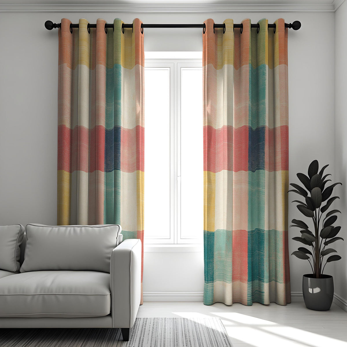 Warm Multicolor Striped Curtains, Boho Made to Measure Drapes