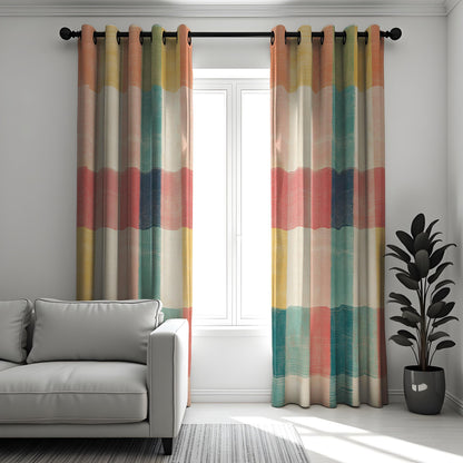 Warm Multicolor Striped Curtains, Boho Made to Measure Drapes