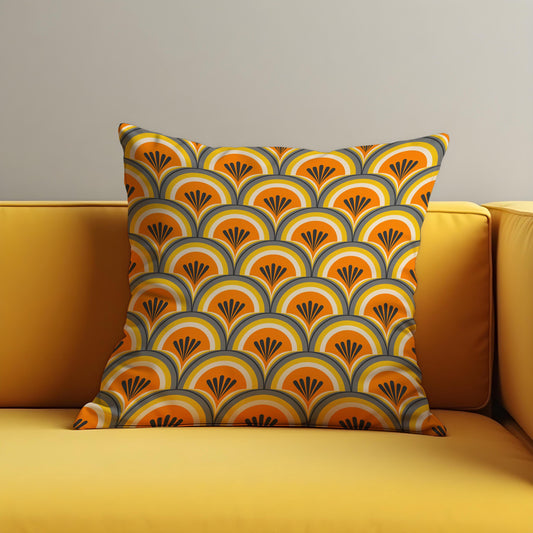 Retro Geometric Cushion Cover, Art Deco Throw Pillow Cover