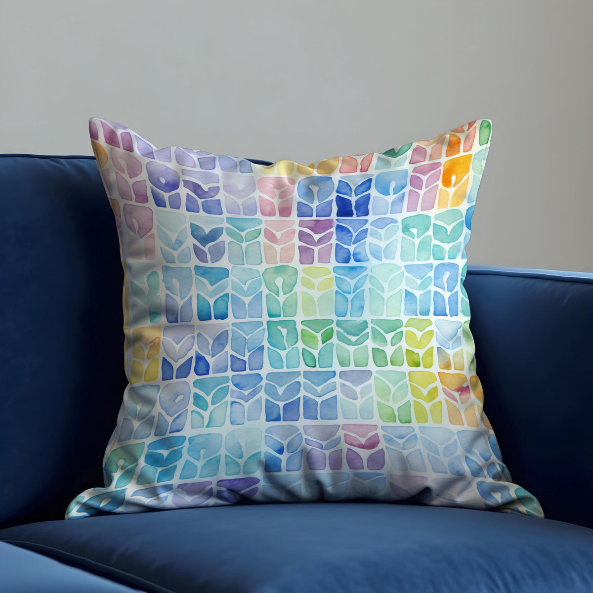 Colorful Geometric Cushion Cover, Watercolor Throw Pillow Case