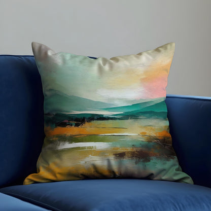 Abstract Landscape Cushion Cover, Scenic Nature Throw Pillow Case