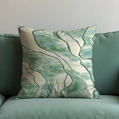 Green Abstract Cushion Cover, Line Pattern Pillow Case